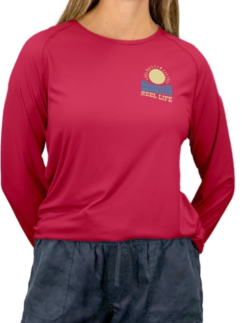 Reel Life Women's Red Rash Guard Swim Top